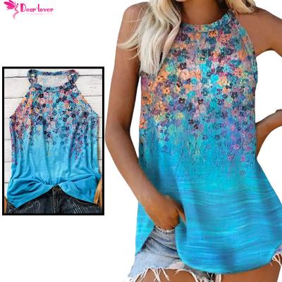 China Custom Floral Print Tank Tops Halter Neck Tank Tops Women Manufacturer Dear-lover QUICK DRY QUICK DRY for sale