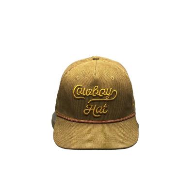 China COMMON High Quality Structured 5 Panel Corduroy Snapback Caps Custom Embroidery Logo Rope Hats for sale