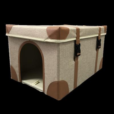 China Cuboid Folding Foot Stool Ottoman Cat House Toy Box Chest Foldable Storage Breathable Faux Leather for sale