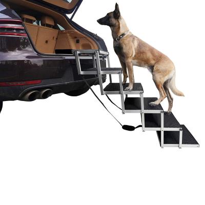 China Aluminum Collapsible Dog Steps Dog Stairs Portable Dog Ramp For Car for sale