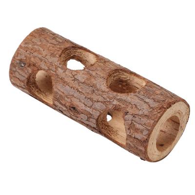 China Forest Hollow Tree Trunk Wooden Mouse Hamster Viable Natural Tunnel Tube Interactive Toys for sale