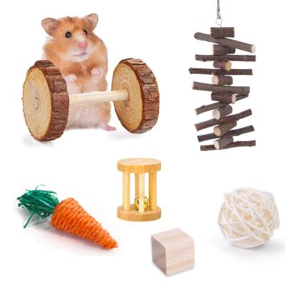 China Viable Hamster Toys Natural Hamster Accessories Guinea Pig Toys and Chews for Teeth Chinchilla Toys Wood for sale