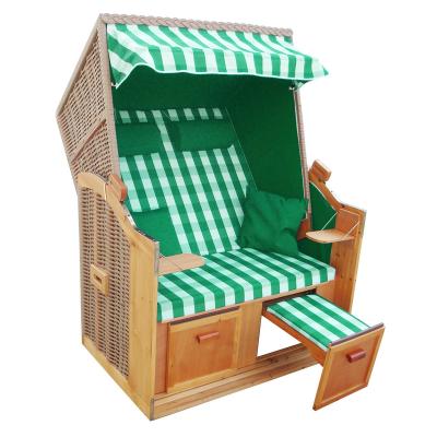 China Strandkorb Beach Chair Wicker Covered Leisure Beach Chair Couples Easy-Carry Wooden Beach Chairs for sale