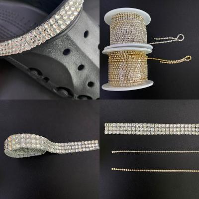 China Hoop charm new design metal diamond chains and bling beads luxury charm girl gift corc decoration shoe croc for sale