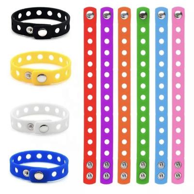 China Hamper Charm Ready to Ship Colorful Promotion Gift Wristband Rubber Wristband for Adjustable Croc Charms Kids Silicone Charm Bracelets for sale