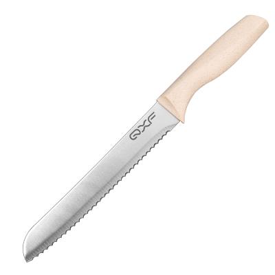 China QXF Viable 8 Inch Bread Knife Wheat Straw Handle Serrated Kitchen Bread Knife For Homemade Bread for sale