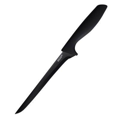 China Sustainable New Arrival QXF 6 Inch Non-Slip Black Coated Stainless Steel Boning Knife For Meat Cutting for sale