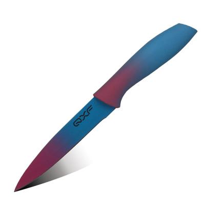 China Viable Promotional Universal Stainless Steel Fruit Knife Colorful Coated Paring Knife for sale