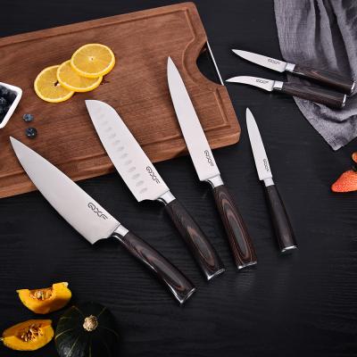 China Durable Professional QXF 12-Piece Kitchen Knife Set Stainless Steel Chef Knife Set With Pakka Wood Handle for sale