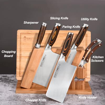 China High Quality Sustainable 5Cr15MoV Stainless Steel Chef Knife Set Pakkawood Handle Kitchen Knife Set for sale