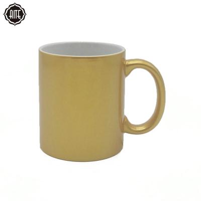 China Sustainable Hot Sale 11oz Glitter Gold Ceramic Mugs Mug Products For Sublimation for sale