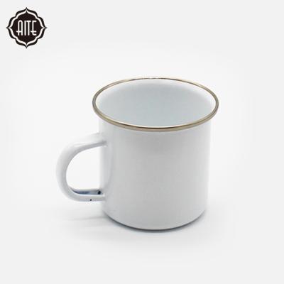 China Sustainable Best Selling In Africa White Custom 400ml Enamel Camping Mugs Sublimation for sale