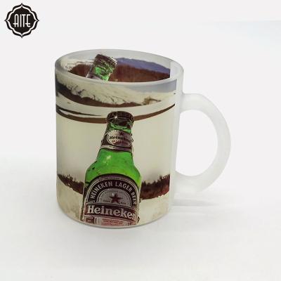 China Interesting New Products Stored Sublimation Transparent Printing Frosted Glass Mug For Drinking for sale