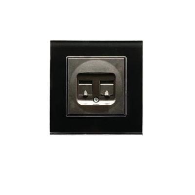 China European standard double lamp luxury German glass switch wall design panel computer switch socket for sale