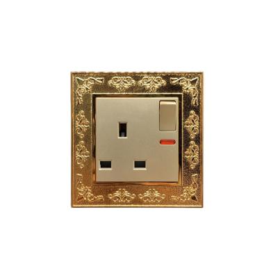 China Residential / Multi-Purpose Design Single Pc Electrode Carved Gold 10A 1 Gang 1 Way Wall Switch for sale