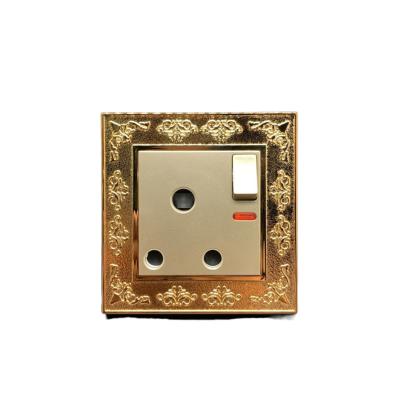 China High quality classic English socket switch gold switch electrical switch 15A home bedroom PC wall socket double for sale