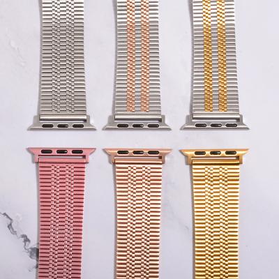 China Stainless Steel Fitness Galaxy Apple Watch Bands 44mm Designer Gold Steel Metal Iwatch Band Watch Band Straps for sale