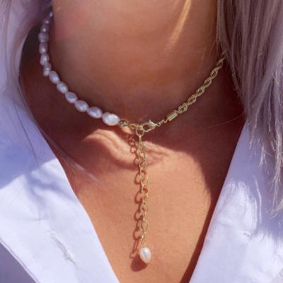 China FASHIONABLE Stainless Inspired Health Twisted Pearl Suede Chocker Lasso Necklace Pearl Necklaces for sale