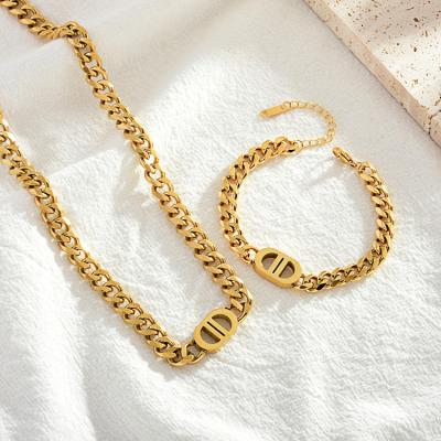 China CLASSIC 18kgp CD Quality Necklaces Jewelry Designs Grade Waterproof Stainless Steel Gold Cd Necklace for sale