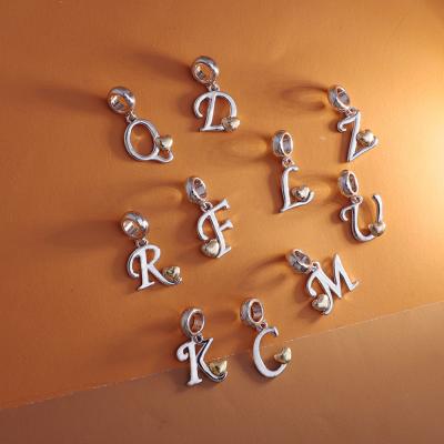 China Wholesale CLASSIC Ailver Lucky Heart Stainless Steel Letter Bangle Pendants and Charms Bracelets Volume for sale