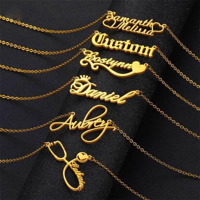 China Modalen Gold Plated Letter Dish Jewelry Custom Delicacy Personalized Name Necklace TRENDY for sale