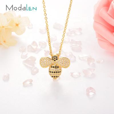 China FASHIONABLE Cute Modalen Stainless Steel Bee Insect Gold Filled Charm Crystal Necklace for sale