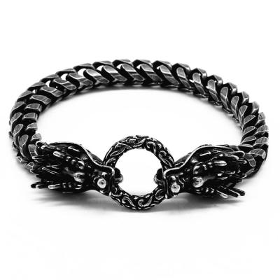 China Wholesale Custom Black Dragon Stainless Steel Men's Hyperbole Bracelet Free Sample Factory Main Vintage Bracelet for sale