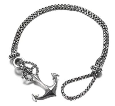 China Factory Price Retro Hiphop Guangzhou Custom Wholesale 316l Stainless Steel Jewelry Anchor Trendy Bracelet For Men for sale