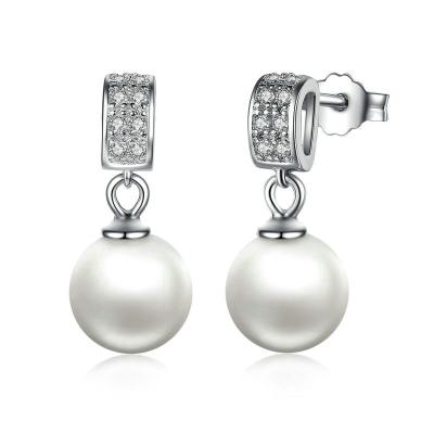 China Ethnic Modalen Custom Design Zircon Drop 925 Sterling Silver Pearl Earring Set for sale