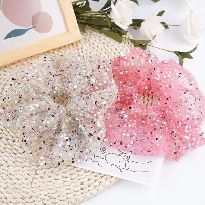 China Girl Hair Accessories Heavy Industry Soft Sequin Scrunchies Newest Korean Hair Accessories Solid Color Oversized Scrunchies For Women for sale