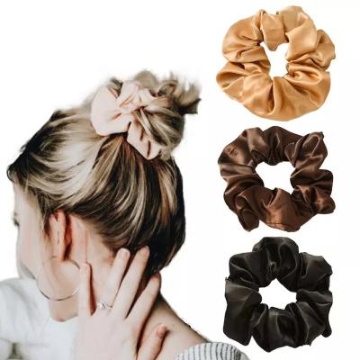 China Factory Multicolor Satin Hair Band Hair Decoration Scrunchies Ponytail Headband Shiny Elastic Hair Tie Holder Girl Hair Band Wholesale for sale