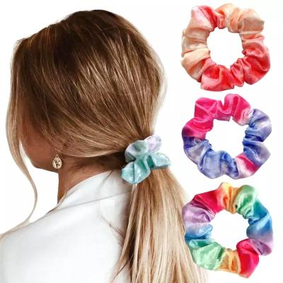 China Hot Sale Girl Hair Decoration Dyed Knotting Skil Fabric Ponytail Hair Accessories Scrunchy Scrunchy Colorful Custom Hair Band for sale