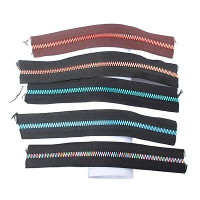 China Low MOQ #5 8# 15cm 60cm Open End Corn Teeth Resin Multicolor Long Chain Zippers Auto Lock Dress Accessories for sale