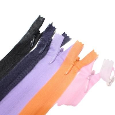 China Customized 3# Colors Invisible Zipper Open End Resin Invisible Zippers Dress Zipper for sale