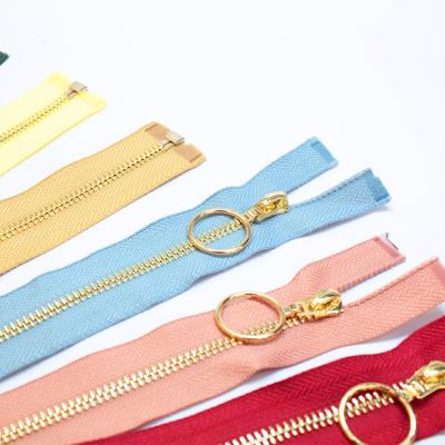 China Other Customized Gold Metal Stoppered Zipper For Bags for sale