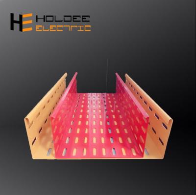 China Steel trough epoxy coated vented or perforated cable tray for sale