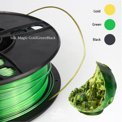 China Tricolor Biodegradable Silk PLA Filament 1kg Tricolor Tricolor For 3D Printing 3D Printer 1.75mm Pla Filament Gold-Green-BlackColor for sale