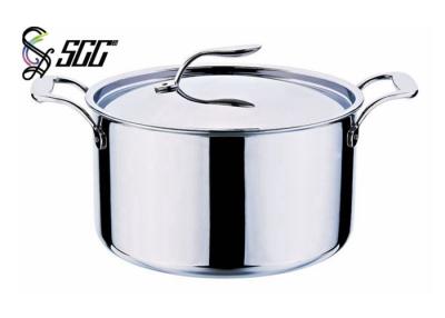 China Mirror Polished Triple ply Stainless Steel Cookware Round Cooking Pot for sale