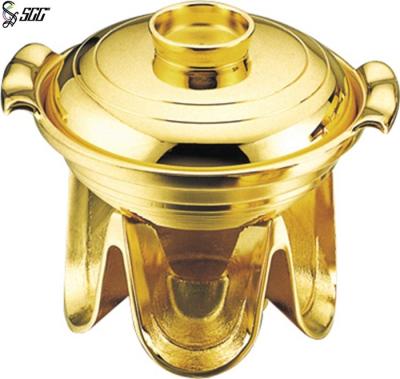 China Gold Plated Chinese Tableware Alcohol Fuel hot pot Cookware For One Person for sale