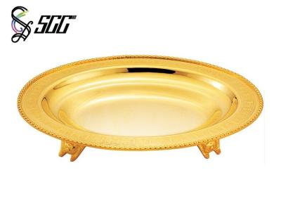 China Oval Shape Chinese Gold Plated Tableware Dish Plate / Tray With Stands for sale