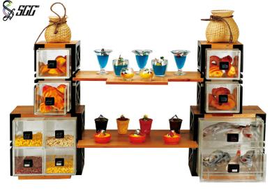 China Acrylic Rectangualr Combined Buffet Display Risers With Drawers For Party for sale