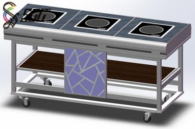 China Folded & Demountable Mobile Buffet Stations with Three Inductions for sale