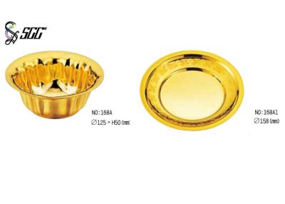 China Noble Finger Bowl With Plate / Chinese Gold Plated Tableware For Restaurant / Hotel for sale