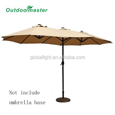 China 15 Foot Modern Aluminum Outboard Double Sided Extend Market Umbrella, Beige for sale