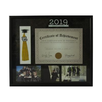 China Wholesale Wall Hanging Diploma Shadow Box Frames With Tassel Blackboard Frame Wall Decor Graduation Certificate Collage Photo Frames for sale