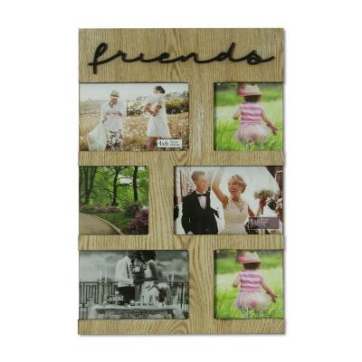 China Wall Hanging Customized 6-Opening Photo Collage Wood Photo Frame (Three 4x4, Three 4x6) Multiple Wall Mount Home Decor Frame for sale