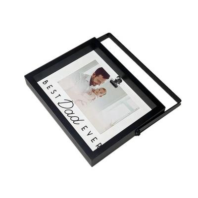 China 3cm depth wooden photo glass frameless theme 8x10 picture frame black photo display customized shadow box for table display for sale