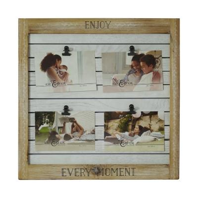 China Wall Hanging Factory Sale Made Of Large Frame 16x16 Solid Wood Picture Frame With Clip 4-Opening 4x6 Photo Collage Wall Picture Frames for sale