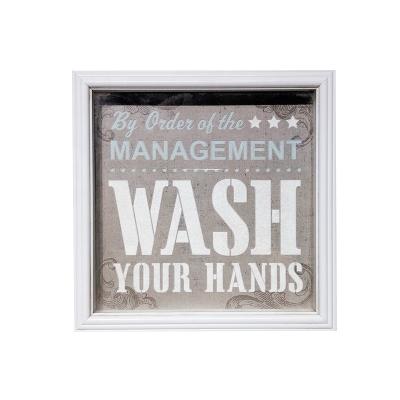 China Wall Hanging Wholesale 8x8 Picture Frame Printed Wash Your Hands Shadow White Box Frames For Medals Awards Tickets Kitchen Home Decor Wall Art for sale