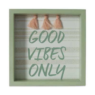 China Europe Factory Customized 6x6 Solid Wood Frame With Wire Tassels Printed OEM Good Vibraphone Single Signs Box Framed For Wall Art Home Decor for sale